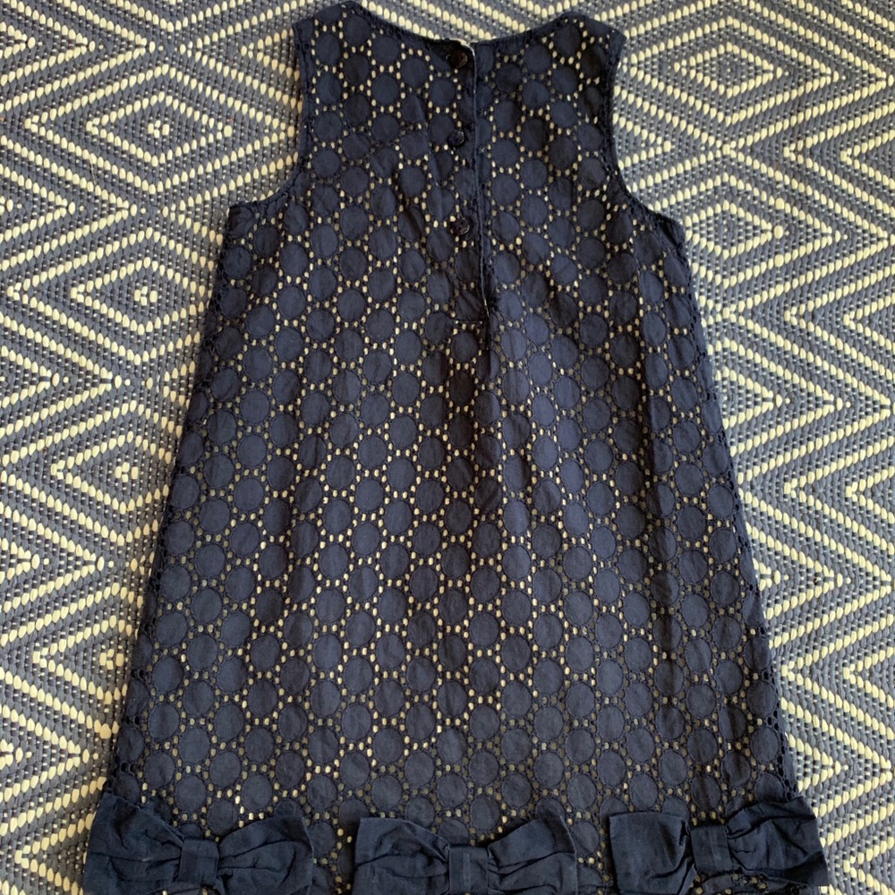 Navy blue girls eyelet dress
